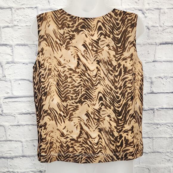 Coldwater Creek Sleeveless Silk Blouse Womens Size Medium 100% Silk Animal Print - Picture 2 of 8